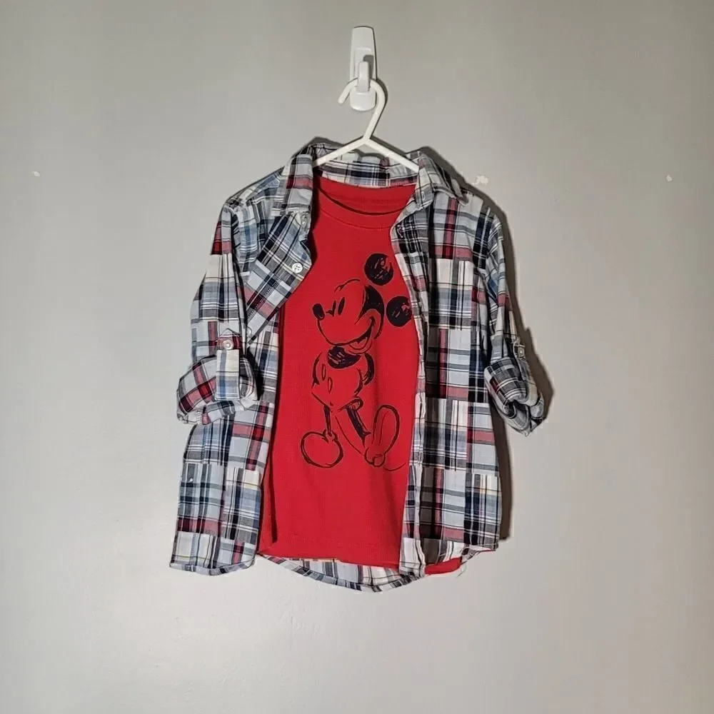 Boys thermal top and long sleeve button down shirt 4T